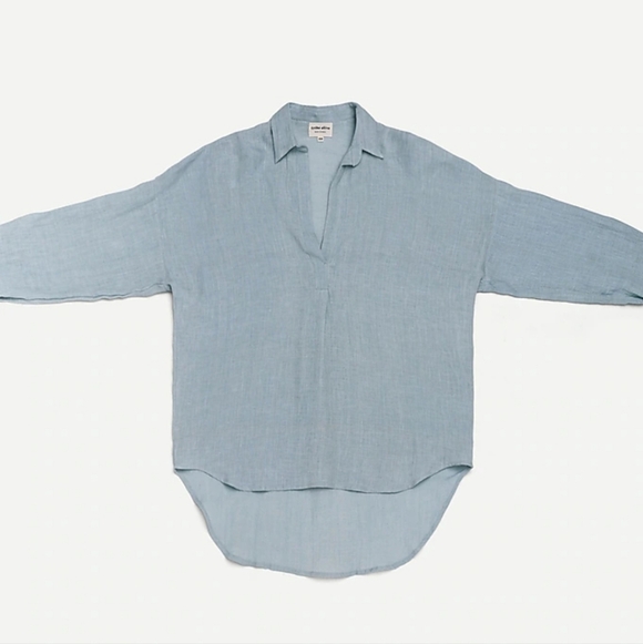 Laude The Label Tops - LAUDE the Label Oversized Linen Tunic Light Blue Sz L/XL